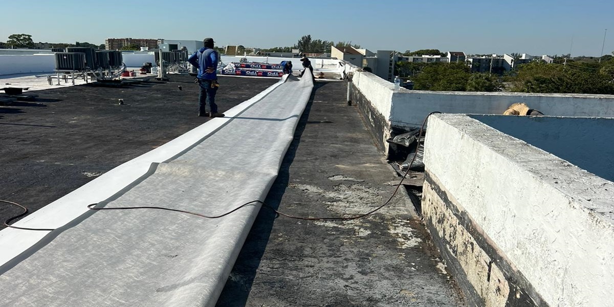TPO roof installation crew