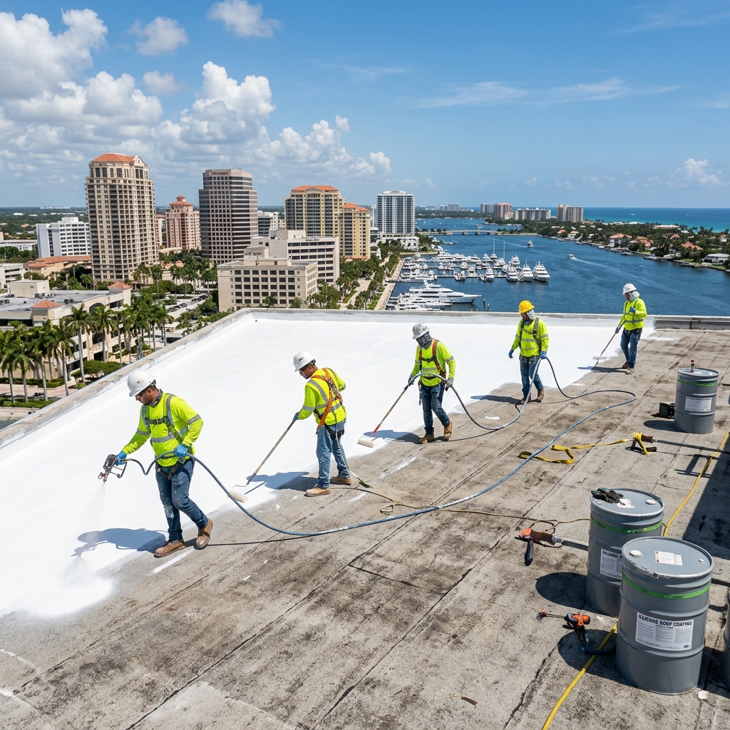 Commercial flat roof coating and recover project