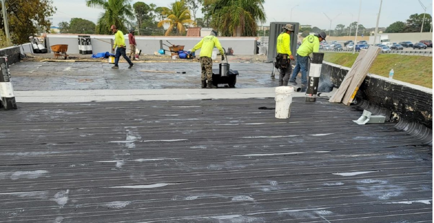 Hot mop roof waterproofing in Fort Lauderdale by Planet Roofing