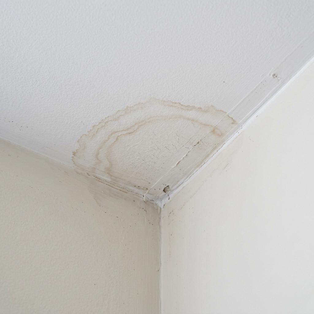 Ceiling water stain indicating active roof leak in Fort Lauderdale home