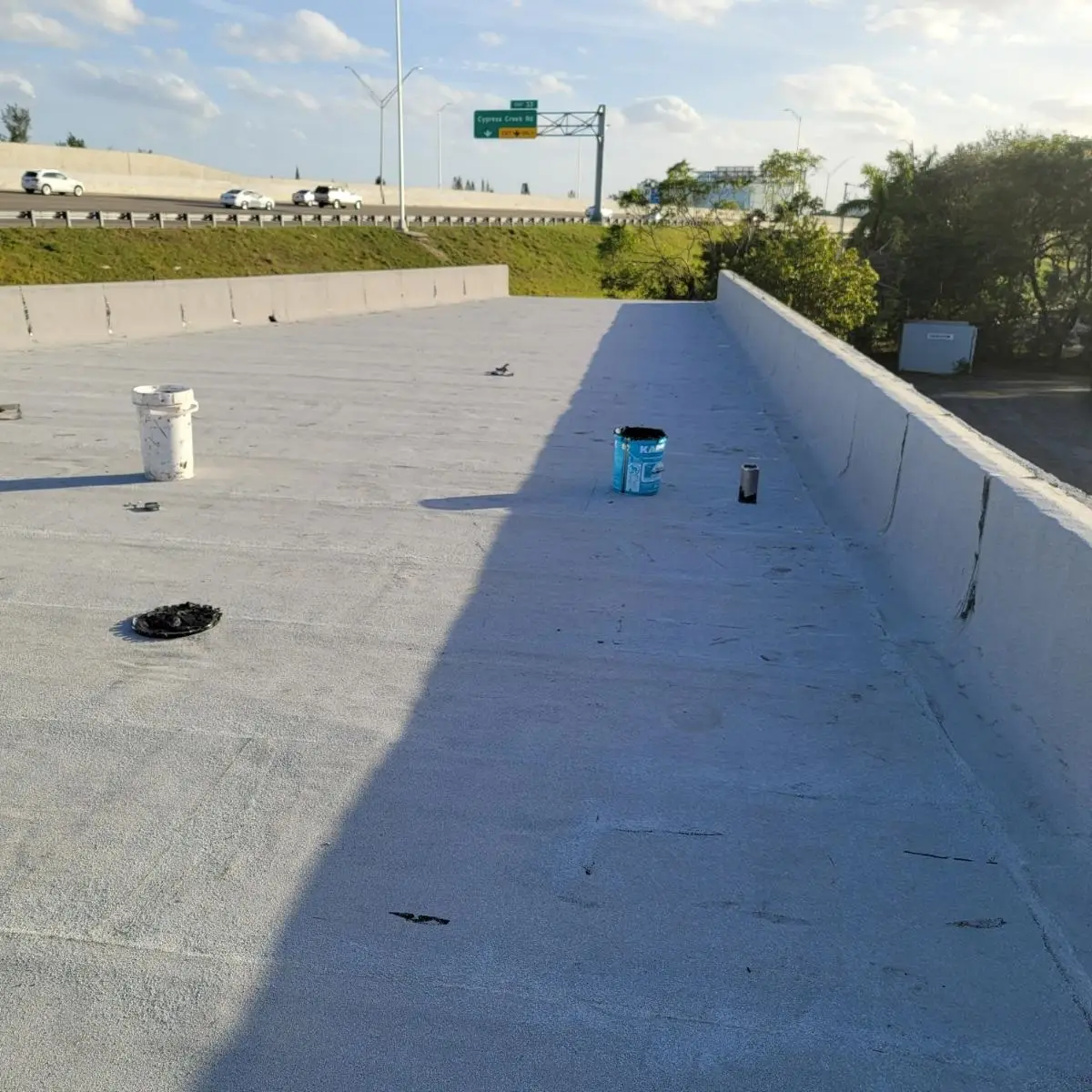 Completed commercial flat roof coating project in South Florida