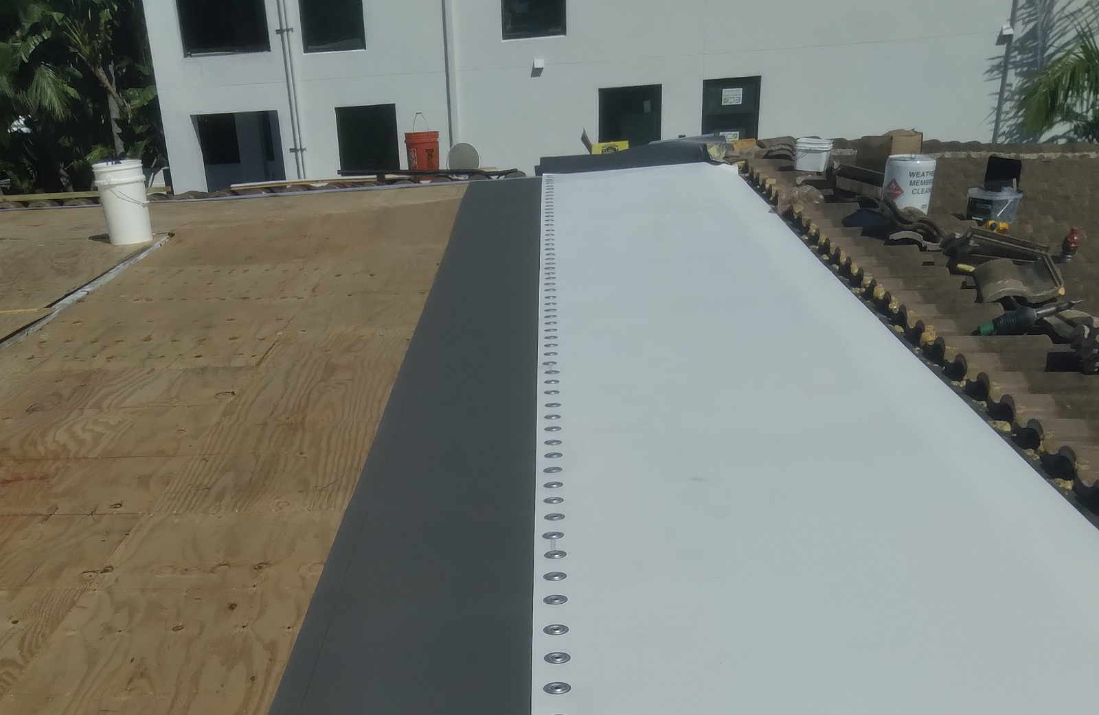 Residential TPO roof in progress