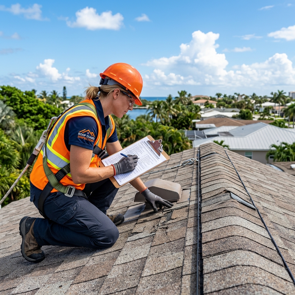 GAF-certified roofing inspector conducting proactive maintenance check on a Fort Lauderdale roof