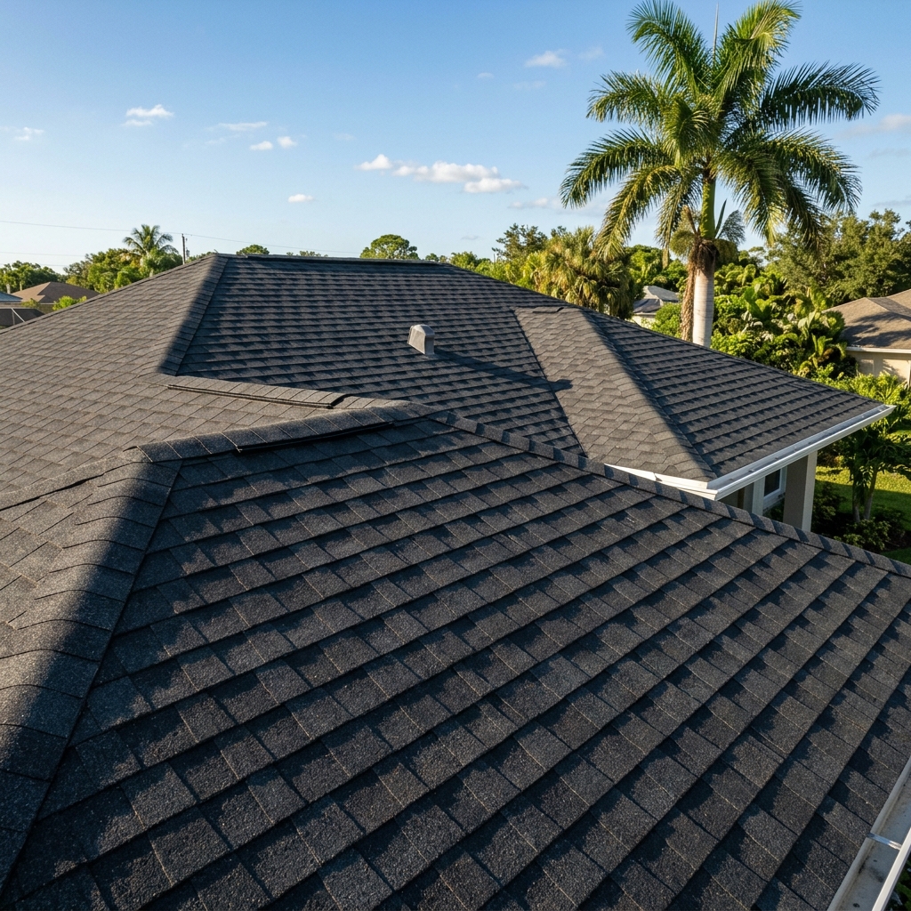 Dimensional asphalt shingle roof on a South Florida home